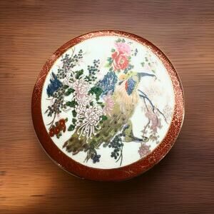 Vintage Satsuma Peacock Music Box Trinket Box — Heritage Mint Japan